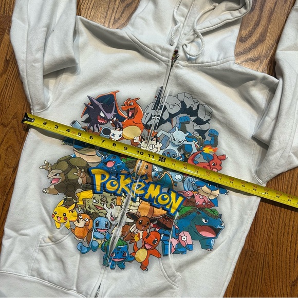 Rare Vintage Pokemon Full Zip Hoodie 2008 Anime Kanto Sz Small White Pikachu - Picture 5 of 8
